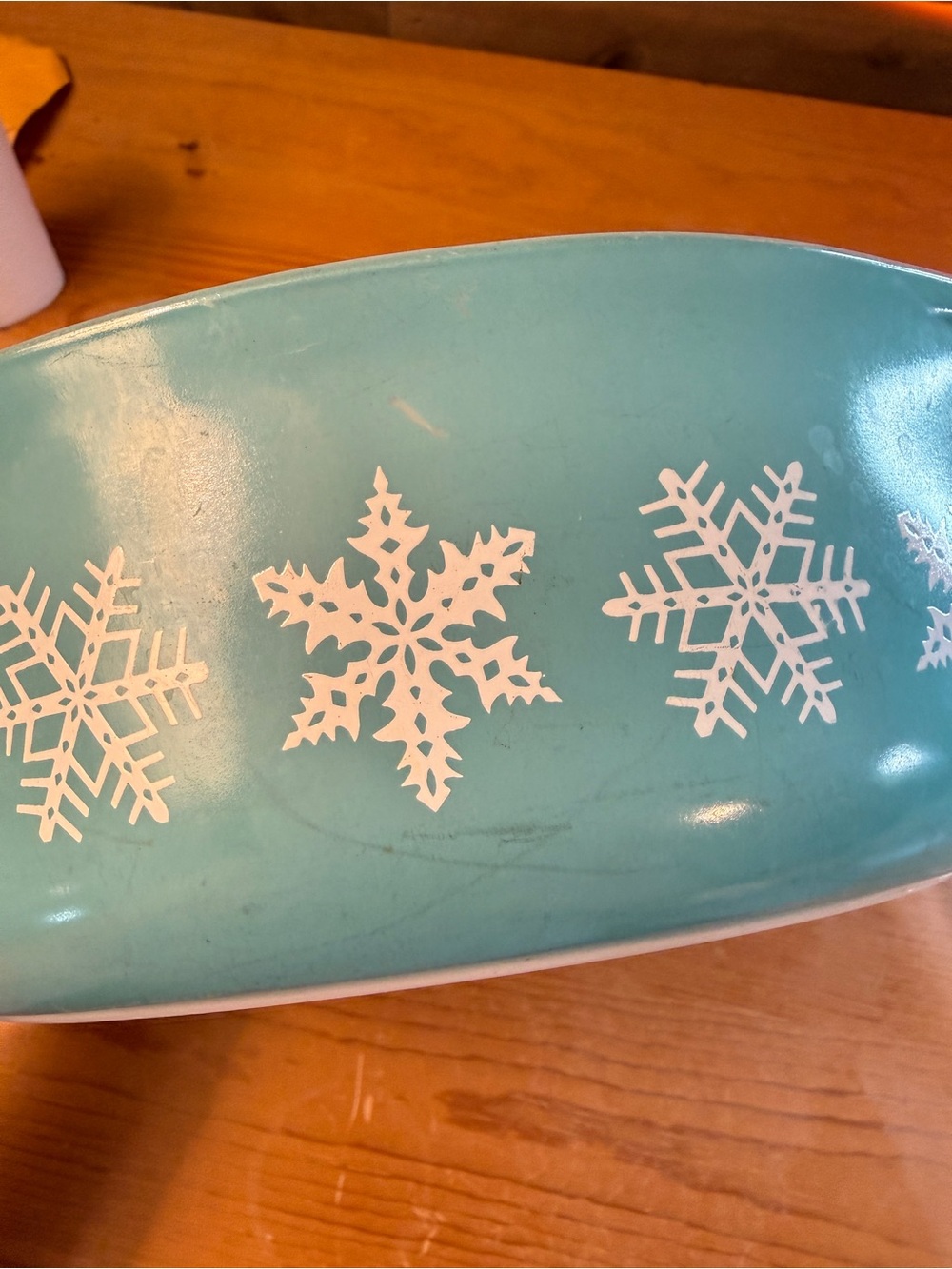 Vintage Pyrex 043 Oval Snowflake Casserole Dish Turquoise White Lid 1.5 Quart - Picture 9 of 9